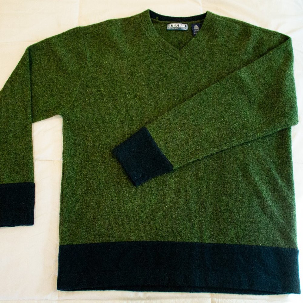 Authentic STRUCTURE Shetland Wool Vintage Sweater Green
